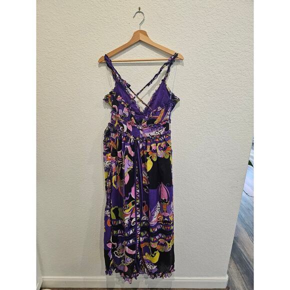 Live4truth Cotton blend purple geometric maxi. Sz Medium - Picture 2 of 5